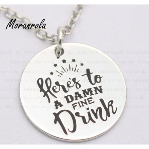 New arried" Heres To A Damn Fine Drink"Copper necklace Keychain,charm inspiration jewelry Drinking Cocktail Booze Party gift
