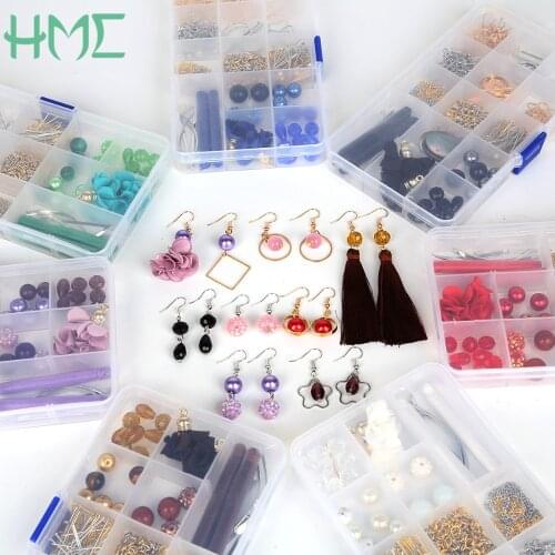 1Box DIY Beads Kits Sets Multi Color Tassel Pendant Metal Earring Hooks & Clasps Rings For DIY Earring Jewelry Findings Handmade