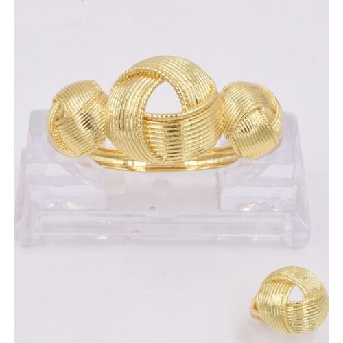 NEW High Quality Ltaly 750 Gold color Jewelry Set For Women african beads fashion BIG Bracelet Ring jewelry NEW High Quality