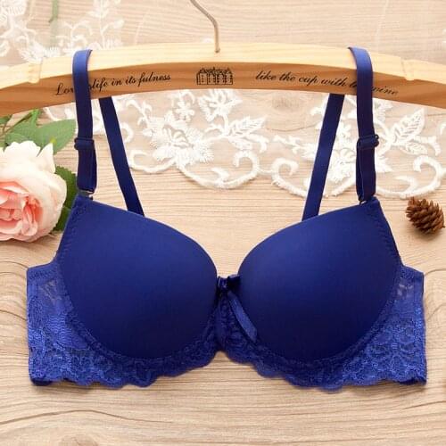 New style young ladies bra, thin section, gather beautiful back, small bra, pure color glossy sexy lace underwear