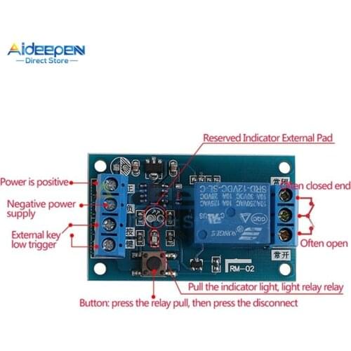 5V 12V 24V Single Bond Button Bistable Relay Module One Key Car Modification Start-Stop Self locking Car Modification Switch