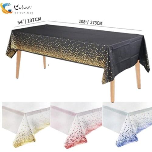 Rose Gold Dot Gilded Tablecloth 137*274cm Disposable Table cloth Kids Birthday Party Supplies Baby Shower Wedding Home Decor
