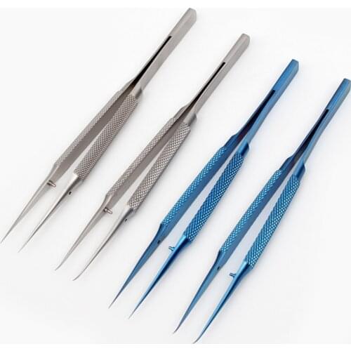 Titanium Microsurgical Instrument Platform Curved Lines Straight Line Tweezer 14cm Mobile Phone Repair Tweezer Head Width 0.15mm