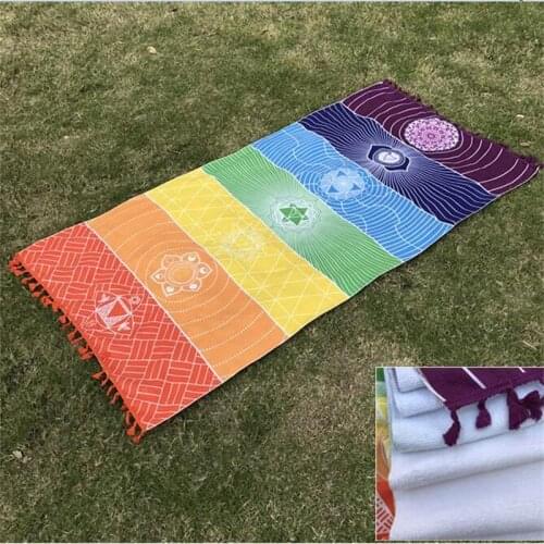 Better Quality Towel Material Bohemia India Mandala Blanket 7 Chakra Rainbow Stripes Tapestry Beach Towel Yoga Mat Bath Towel