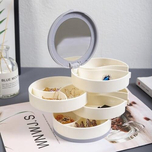 Hot Women Jewelry Storage Box With Lid New Design Multilayer Rotatable Jewlery Organiser Accessory Storage Tray Birthday Gift