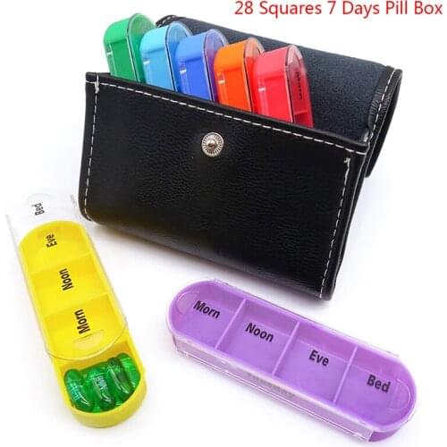 Portable 28 Squares Weekly 7 Days Tablet Pill Box Holder Medicine Storage Boxes Organizer Container Case