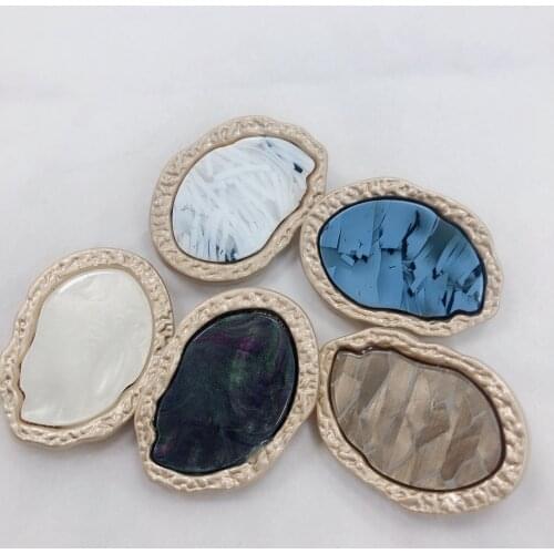 6pcs Colorful Shell Sewing Buttons Metal Bottom Mother of Pearl Shell Round/irregular Buttons for Clothing DIY Coat Accessories