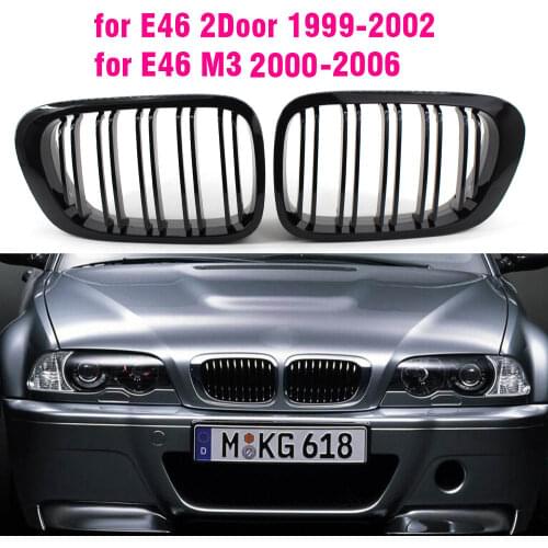 Front Hood Kidney Luxury Grill Grille Snap-on For BMW 330ci Coupe Cabriolet Pre-Facelift For E46 2Doors 1999-2002 Black