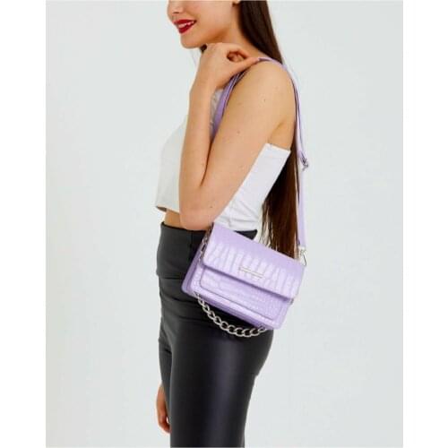 Womens Crocodile Patterned Shoulder Bag Lilac 2021 Fashion Trend Mini Bag Adjustable Chain Bag Dress Combination Special Night