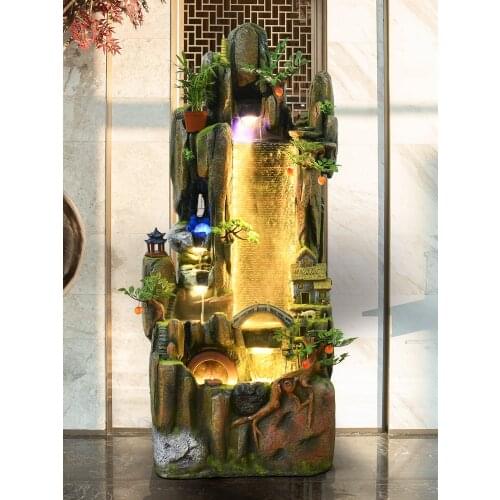 Zq Large Floor Rockery Fountain Waterscape Living Room Balcony Humidifier High Mountain and Flowing Water Decoration Ornaments
