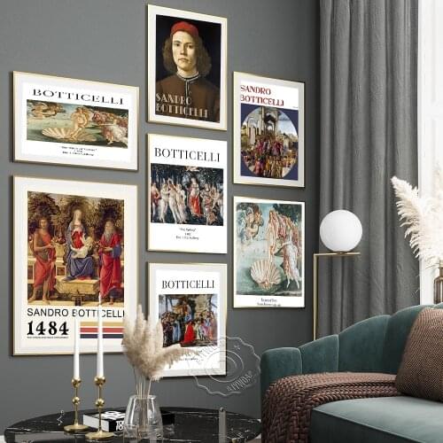 Vintage Art Sandro Botticelli Exhibition Museum Posters, The Birth Of Venus Madonna Of The Magnificat Canvas Painting Home Decor