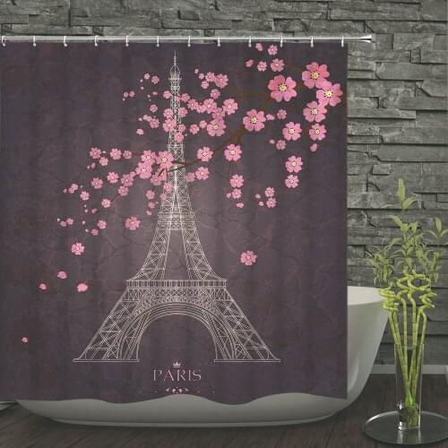 3D Paris Tower Paris Landscape Shower Curtains Bathroom Waterproof Bath Curtain Polyester Fabric Bathtub Bath Curtain 180*180cm