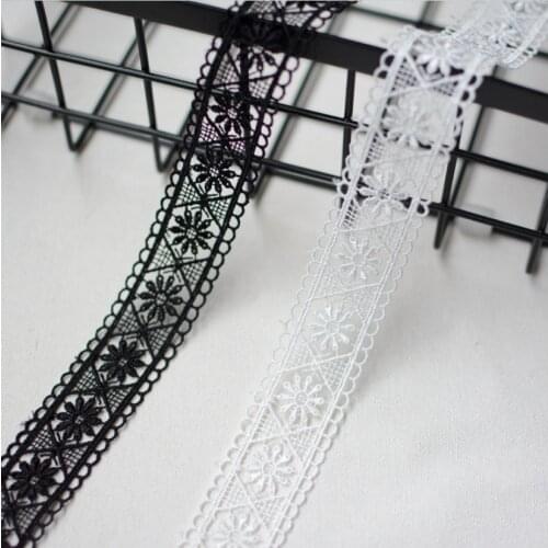 1 Meter Width 3cm Black White Embroidered Lace Fabric Water Soluble Lace Trim Ribbon DIY Clothing Garment Sewing Craft Materials