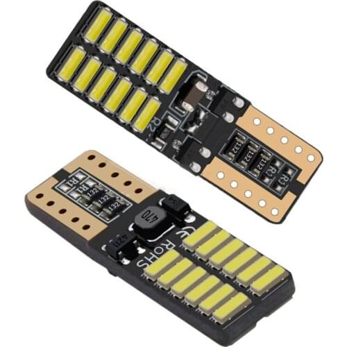 10-100pcs Led Decoding Constant Current Width Indicator T10 4014 24smd License Plate Light Reading Lamp 12/24V Led Light white