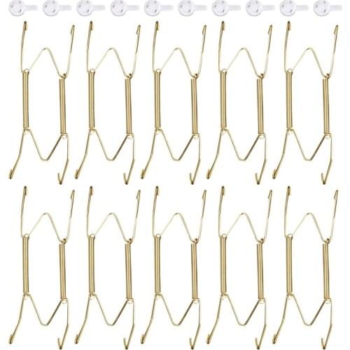 10 Pack Plate Hangers, 6 Inch Wall Plate Hangers and 10 Pack Wall Hooks, Compatible 5 To 7 Inch Decorative Plates, Antique China