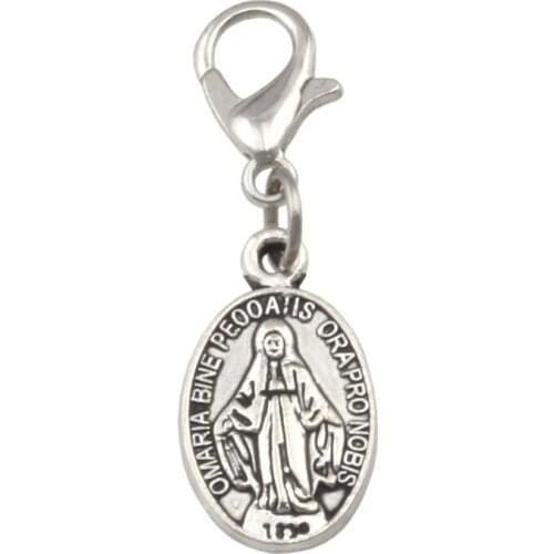 100Pcs/lots Tibetan Silver Alloy Catholic Lcon Religious Medal San Benito Charm With Lobster Clasp Fit Bracelet DIY Jewelry