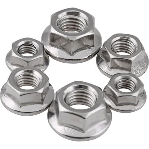 20/5pcs M3 M4 M5 M6 M8 DIN6923 Flange Hex Nut 304 stainless steel Metal Lock Nuts with non-slip Tooth cushioned Locking nut
