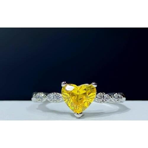 2021 Charm Heart Square Citrine Pink Gemstone Rings For Women Holiday Birthday Fine Jewelry Gifts