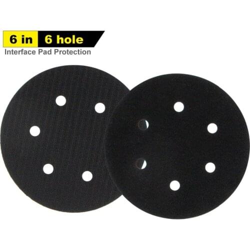6 Inch 6-Hole 150mm Protection Disc Interface Pad Black Power Tools Accessories for Polishing & Grinding - Hook and Loop