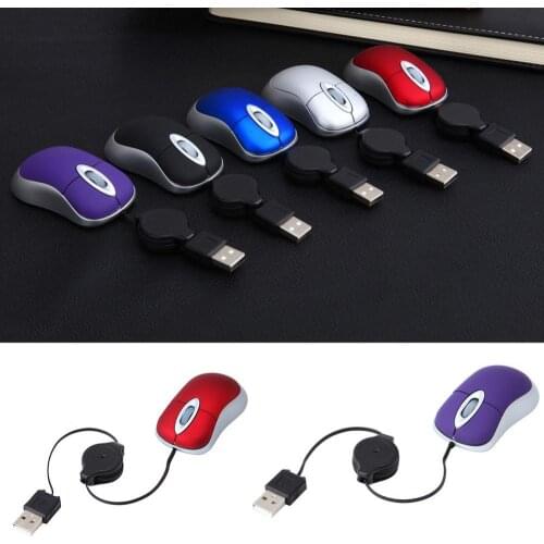 New Cute Girl Creative Computer Mice Telescopic 3 Keys 1600DPI Computer Laptop USB Retractable Cable Optical Mini Wired Mouse