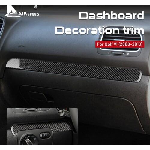 AIRSPEED LHD RHD for Volkswagen VW Golf 6 GTI MK6 2008-2013 Accessories Carbon Fiber Sticker Center Console Strip Interior Trim