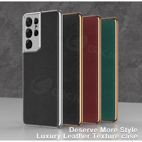 Luxury Leather Plating Edge Case For Samsung Galaxy S21 Plus Ultra Shockproof Protective Cover For Samsung S21 Plus Ultra Case