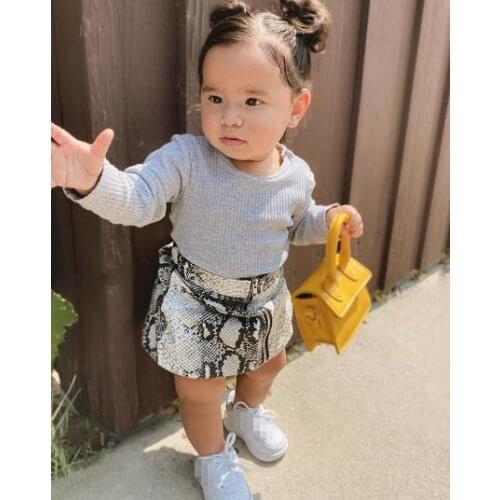 1-5Years Fashion Children Girls Clothing Sets Toddler Kids Girls Knitted Pullover Sweater Tops+Snake Print Mini Skirts Outfits