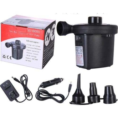 Electric Air Pump DC12V/AC230V Inflate Deflate Pumps Car Inflator Electropump with 3 Nozzles US Plug EUR Plug