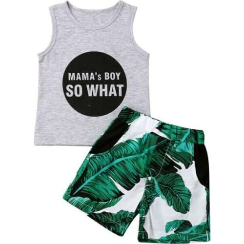 Toddler Kid Newborn Baby Boy Cotton Sleeveless T-shirt Tops+ Print Pants Outfit Summer Clothes 1-6Y