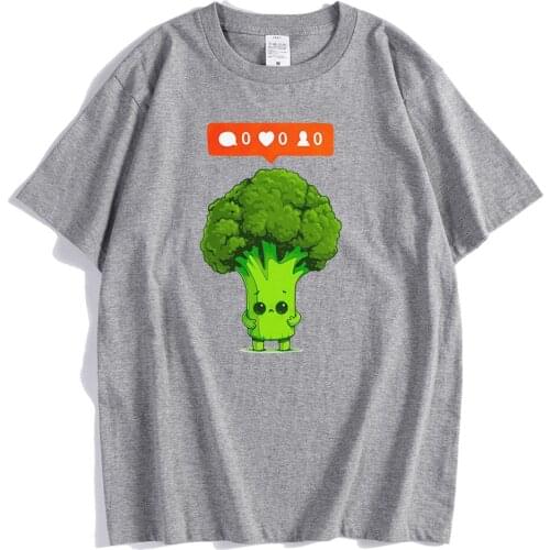 Cute Vagetable Sad Brocolin Printed Mens T Shirts Simplicity Oversized T-Shirt Cool O-Neck Tshirt Creativity Oversize Man Top