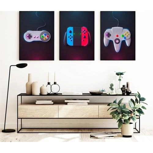 Gaming Retro Canvas Painting Gamer Gift Video Game Vintage Poster Print Gamepad Controller Art Picture Boys Kids Room Home Decor