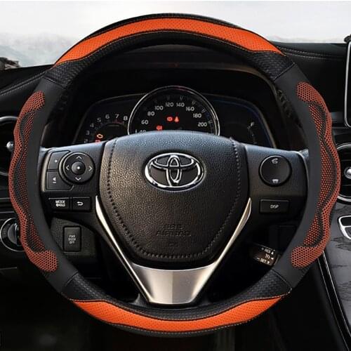 PU Leather Car Steering Wheel Cover 15 inch/38cm for Toyota Camry Corolla Harrier Fortuner Yaris CHR Vios Prius Alphard