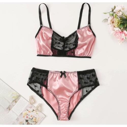 Bra set new ladies sexy embroidery comfortable lace satin underwear + thong underwear combinationкомплект нижнего белья set