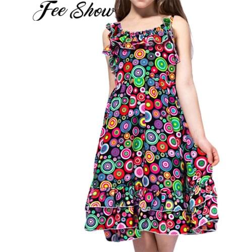 Summer Kids Princess Dress For Girls Sleeveless Ruffle Straps Flower Girl Dresses Elegant Wedding Pageant Party Beach Dress