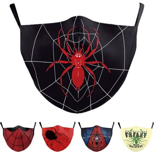 HOT Fashion Spider Pattern Face-Protection Masks Halloween Cospaly Womens Men Unisex Breathable Cycling Spots Adult Party Mask