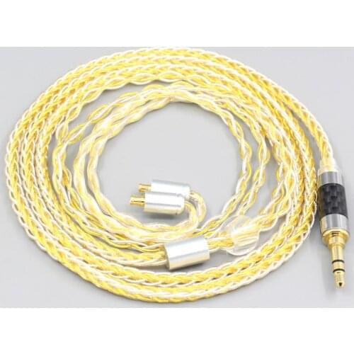 LN007287 8 Core Silver Gold Plated Braided Earphone Cable For Audio Technica ATH-CKR100 CKR90 CKS1100 CKR100IS CKS1100IS