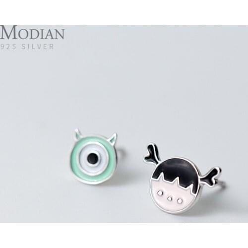 Modian High Quality Childhood Girl Cute Enamel Stud Earrings Solid 925 Sterling Silver Earring For Women Fine Silver Jewelry
