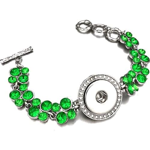Fashion 172 Clover Full of crystal Snap Button Bracelet Interchangeable Charm Jewelry For Women Men(Fit 18mm snap button )