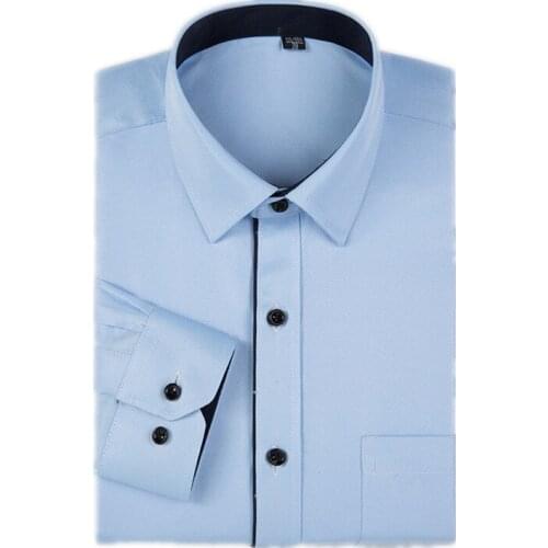 Basic Business Mens Long Sleeve Dress Shirt Easy-Care Regular Fit Social Smart Casual Shirt Solid Color Formal Work Shirts