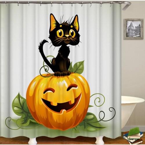 New Bathroom Curtain Halloween Waterproof Polyester Shower Window With 12 Hooks Curtain Fabric For Bathtub Home Decor