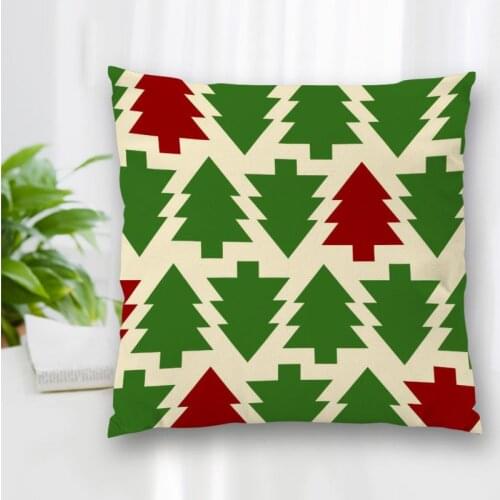 New Custom Christmas Tree Cartoon Pictures Square Pillowcase Zippered Bedroom Home Pillow Cover Case 20X20cm 35X35cm 40x40cm
