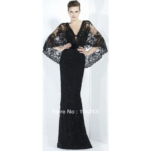 New design vestido de festa sexy beaded Formal Party Elegant black long lace evening gown Celebrity mother of the bride Dresses