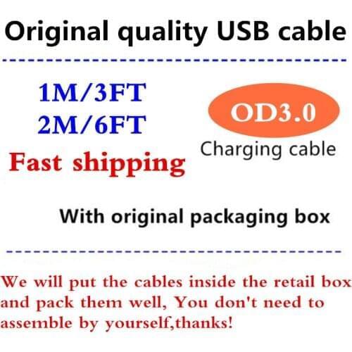 30pcs/lot OD3.0mm 1m 3ft USB Data Sync Charger Original Quality Cable For i5 6 6S 7 plus X XS with retail box