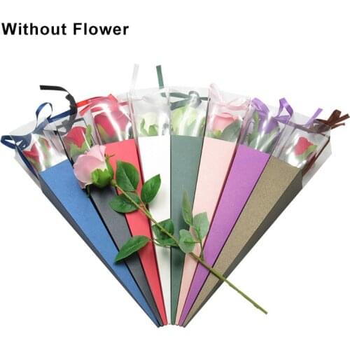 Flowers Gifts Packaging PVC Triangular Box Flower Rose Box Bouquet Wrapping Paper Plastic Paper Bags Single Roses Torch Box