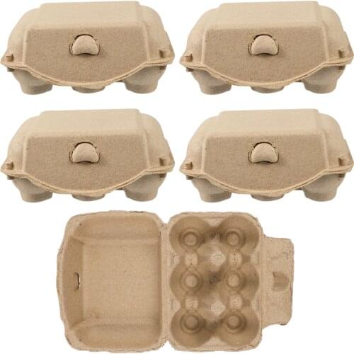 POPETPOP 5pcs Egg Cartons 6 Eggs Holder Paper Pulp Egg Storage Trays Egg Containers for Home Kitchen Restaurant
