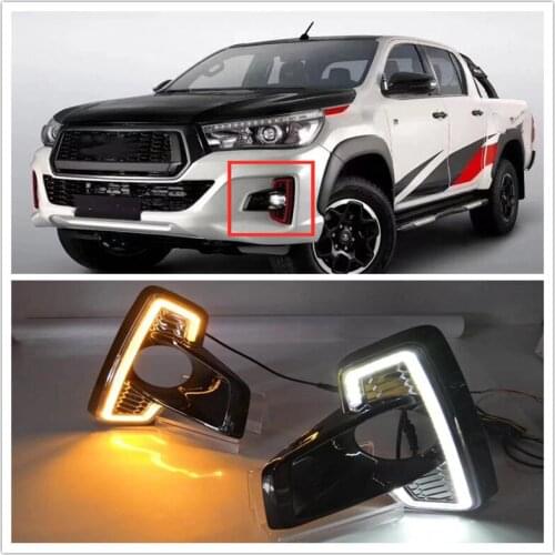 ABS Fog lamp LED Daytime Running Light For Hilux Revo Rocco 2018 2019 Car Accessories Waterproof 12V DRL Fog Lamp Decoration