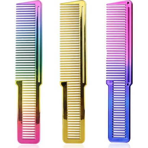 Colorful Plating Hairdresser Comb 3 Colors Professional Hairstyle Flat Top Comb Salon Haircut Tool Barber Accessories