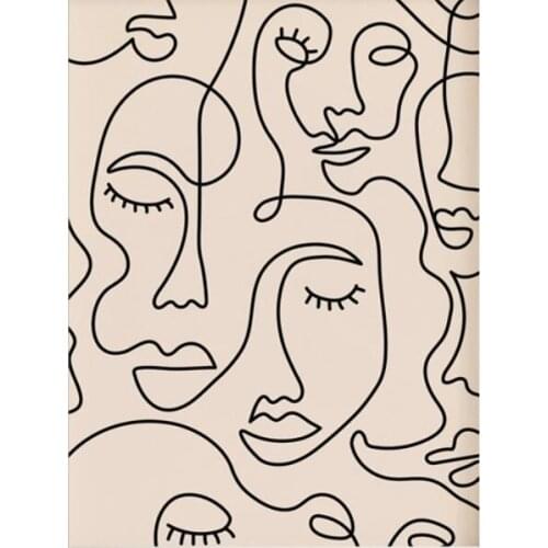 Single Line Face Woman Face One Line Drawing Neutral Art print Silk poster Home Wall Decor