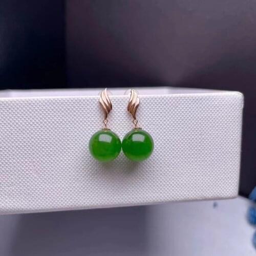 SHILOVEM 18k yellow gold Natural Jasper drop earring classic fine Jewelry women wedding women gift 10*10mm myme10105568by