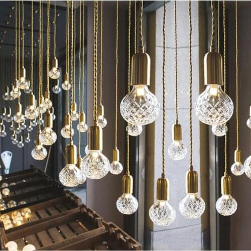 Modern Crystal Glass Ball LED G9 Pendant lights Creative Restaurant Pendant LED Bulb Lighting navidad Decor Hall Ball Droplight